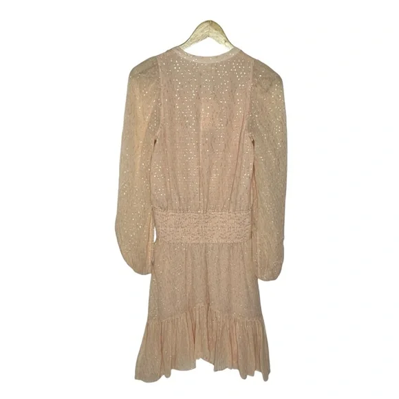 NWT A.L.C. Sidney Silk Dress in Pale Pink and Metallic Gold 0 - Picture 4 of 12